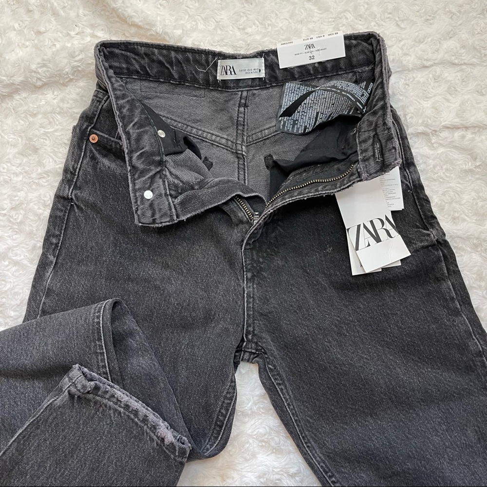 NWT ✨ ZARA Faded Black Mom Denim Pants